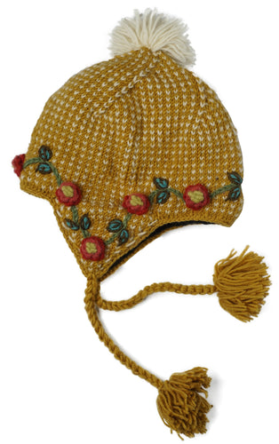 Olive Earflap Hat in Gold